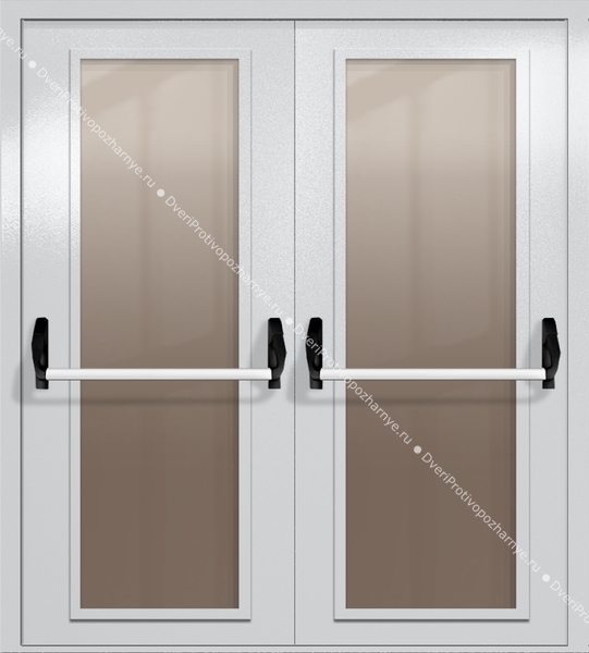 Двупольная дверь eiw-60 с максимальными стеклами и ручками «антипаника» (цвет светло-серый RAL 7047) Двупольная дверь eiw-60 с максимальными стеклами и ручками «антипаника» (цвет светло-серый RAL 7047)