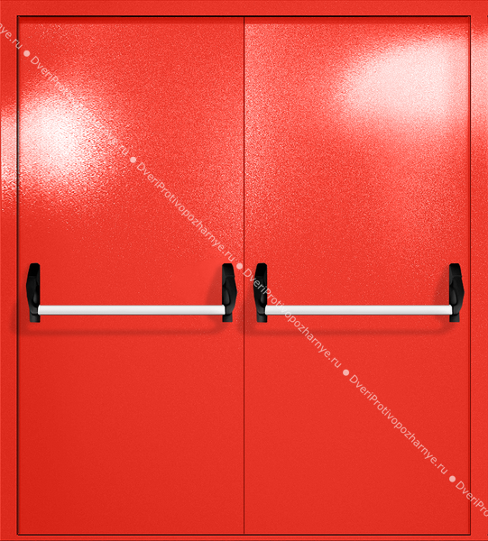 Двупольная глухая дверь ei-60 с ручками «антипаника» (цвет красный RAL 3020) Двупольная глухая дверь ei-60 с ручками «антипаника» (цвет красный RAL 3020)