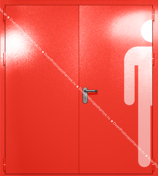 Двупольная глухая дверь ei-60 с обозначением санузла (цвет красный RAL 3020) Двупольная глухая дверь ei-60 с обозначением санузла (цвет красный RAL 3020)