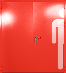 Двупольная глухая дверь ei-60 с обозначением санузла (цвет красный RAL 3020)