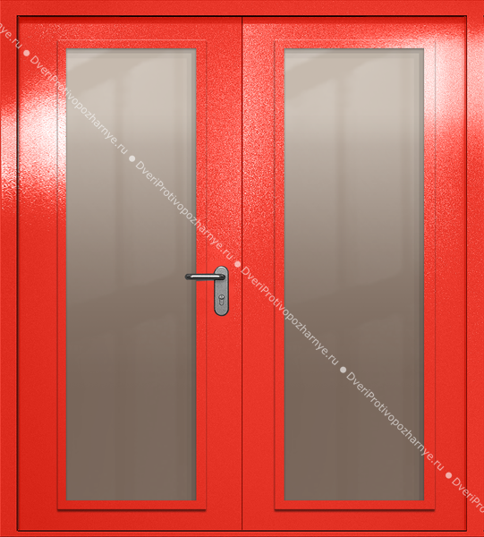 Двупольная дверь eiw-60 с максимальными стеклами (цвет красный RAL 3020)