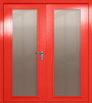 Двупольная дверь eiw-60 с максимальными стеклами (цвет красный RAL 3020)