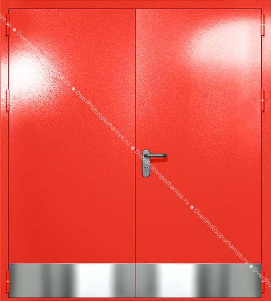 Двупольная глухая дверь ei-60 с отбойниками (цвет красный RAL 3020)