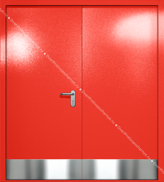 Двупольная глухая дверь ei-60 с отбойниками (цвет красный RAL 3020)