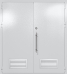 Двупольная глухая техническая дверь с вентиляцией (цвет светло-серый RAL 7047)