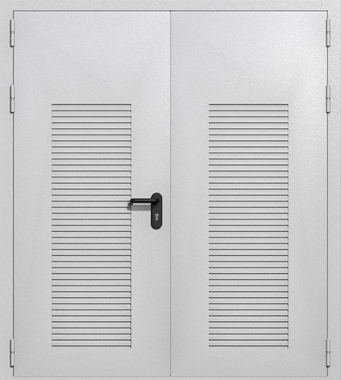 Двупольная глухая техническая дверь с вентиляцией (цвет светло-серый RAL 7047) Двупольная глухая техническая дверь с вентиляцией (цвет светло-серый RAL 7047)