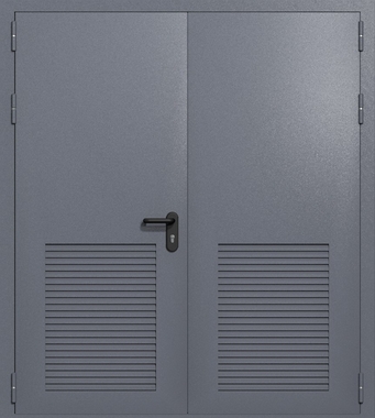 Двупольная глухая техническая дверь с вентиляцией (цвет темно-серый RAL 7015) Двупольная глухая техническая дверь с вентиляцией (цвет темно-серый RAL 7015)