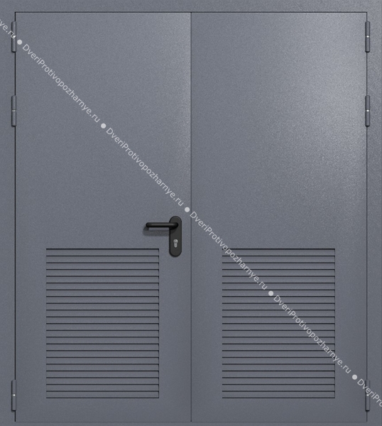 Двупольная глухая техническая дверь с вентиляцией (цвет темно-серый RAL 7015)