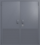 Двупольная глухая техническая дверь с вентиляцией (цвет темно-серый RAL 7015)