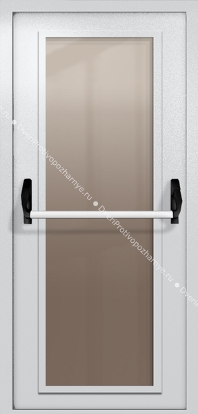 Однопольная дверь eiw-60 с максимальным стеклом и ручкой «антипаника» (цвет светло-серый RAL 7047)