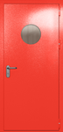 Однопольная дверь ei-60 с круглым стеклом и ручкой «антипаника» (цвет красный RAL 3020)