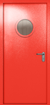 Однопольная дверь ei-60 с круглым стеклом (цвет красный RAL 3020)
