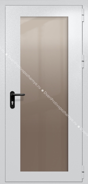 Однопольная дверь eiw-60 с максимальным стеклом и ручкой «антипаника» (цвет светло-серый RAL 7047)