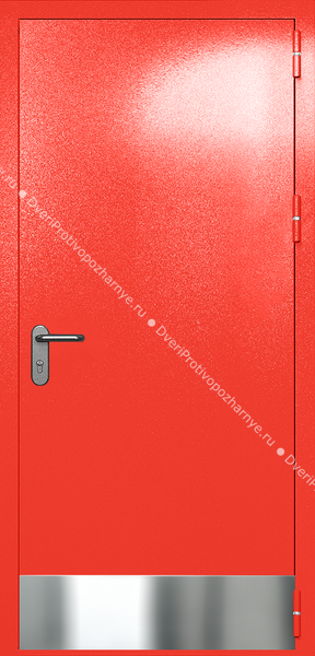 Однопольная глухая дверь ei-60 с отбойником и ручкой «антипаника» (цвет красный RAL 3020)