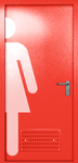 Однопольная глухая дверь ei-60 с обозначением санузла и вентиляцией (цвет красный RAL 3020)
