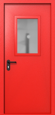 Однопольная дверь ei-60 со стеклом 600x400 (цвет красный RAL 3020)