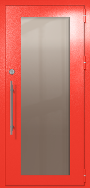 Однопольная техническая дверь с максимальным стеклом (цвет красный RAL 3020)