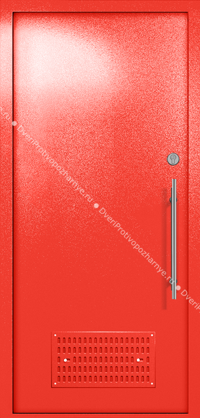 Однопольная глухая техническая дверь с вентиляцией (цвет красный RAL 3020)