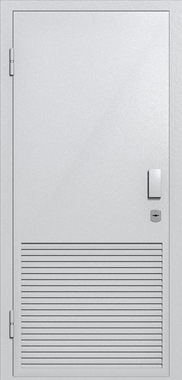 Однопольная глухая техническая дверь с вентиляцией (цвет светло-серый RAL 7047) Однопольная глухая техническая дверь с вентиляцией (цвет светло-серый RAL 7047)