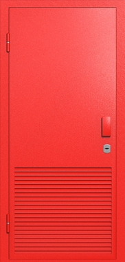 Однопольная глухая техническая дверь с вентиляцией (цвет красный RAL 3020) Однопольная глухая техническая дверь с вентиляцией (цвет красный RAL 3020)