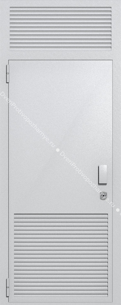 Однопольная глухая техническая дверь с верхней вставкой и вентиляцией (цвет светло-серый RAL 7047)