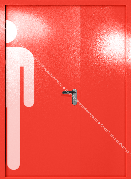 Полуторапольная глухая дверь ei-60 с обозначением санузла (цвет красный RAL 3020) Полуторапольная глухая дверь ei-60 с обозначением санузла (цвет красный RAL 3020)
