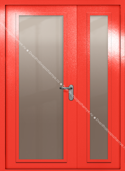 Полуторапольная дверь eiw-60 с максимальными стеклами (цвет красный RAL 3020)