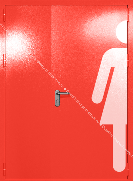 Полуторапольная глухая дверь ei-60 с обозначением санузла (цвет красный RAL 3020) Полуторапольная глухая дверь ei-60 с обозначением санузла (цвет красный RAL 3020)