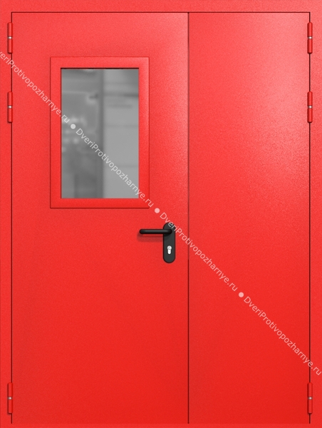 Полуторапольная дверь ei-60 со стеклом 600x400 (цвет красный RAL 3020) Полуторапольная дверь ei-60 со стеклом 600x400 (цвет красный RAL 3020)