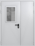 Полуторапольная дверь ei-60 со стеклом 600x400 (цвет светло-серый RAL 7047)