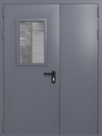 Полуторапольная дверь ei-60 со стеклом 600x400 (цвет темно-серый RAL 7015)