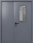 Полуторапольная дверь ei-60 со стеклом 700x300 (цвет темно-серый RAL 7015)