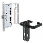 Распашные крупногабаритные ворота ei-60 с остеклением и калиткой (цвет темно-серый RAL 7015)