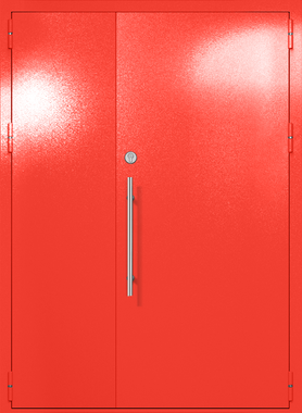 Полуторапольная глухая техническая дверь (цвет красный RAL 3020) Полуторапольная глухая техническая дверь (цвет красный RAL 3020)