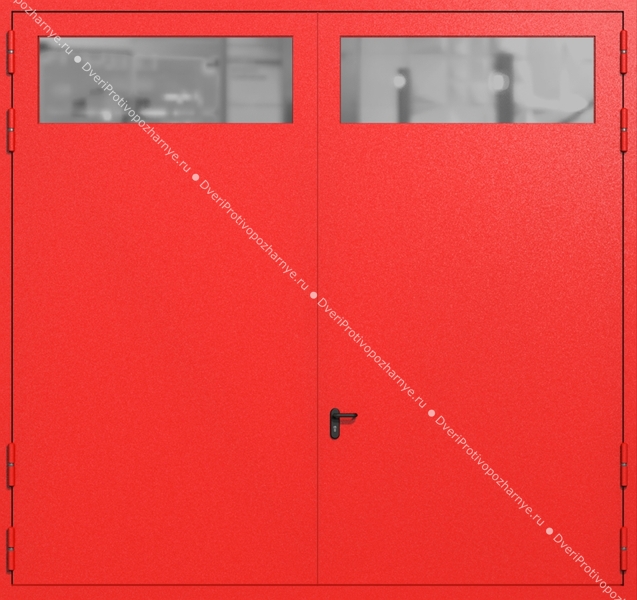 Распашные крупногабаритные ворота ei-60 с остеклением (цвет красный RAL 3020) Распашные крупногабаритные ворота ei-60 с остеклением (цвет красный RAL 3020)