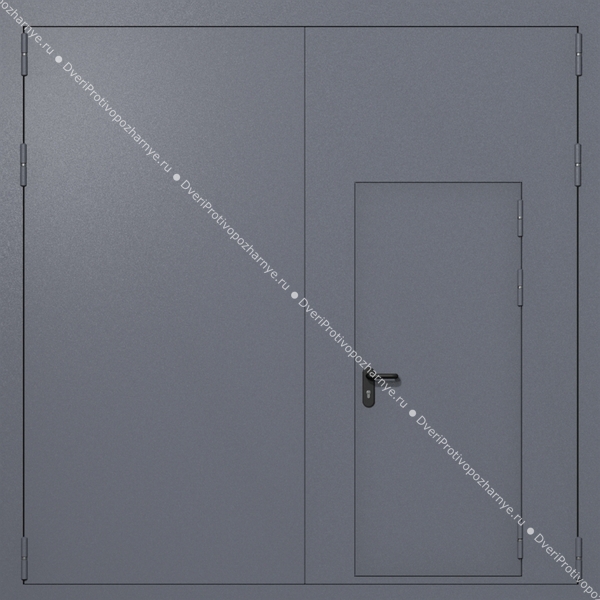 Распашные ворота ei-60 с калиткой (цвет темно-серый RAL 7015)