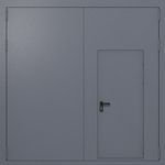 Распашные ворота ei-60 с калиткой (цвет темно-серый RAL 7015)