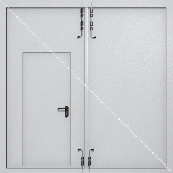 Распашные ворота ei-60 с калиткой (цвет светло-серый RAL 7047)