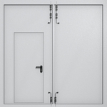 Распашные ворота ei-60 с калиткой (цвет светло-серый RAL 7047)